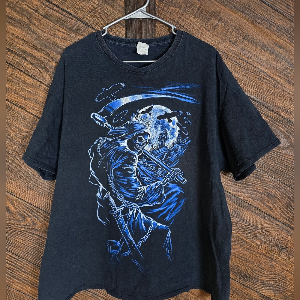 Vintage Grim Reaper Distressed Tee 2XL Gothic